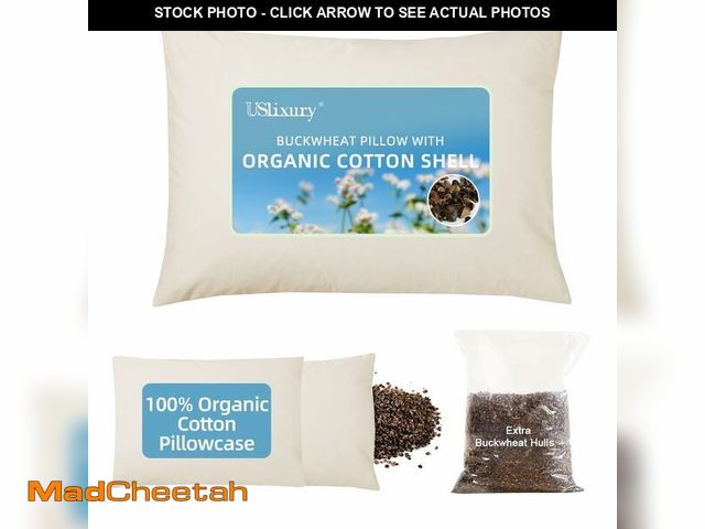 Lot 74-13720953 - USlixury Organic Buckwheat Pillow for Sleeping with Extra Organic Pillowcase and Hulls, 20"X26" Buck...
