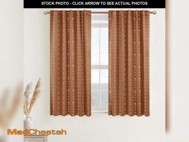 Lot 74-12438733 - Lino Rosa Short Curtains for Windows Bedroom Blackout Boho Bathroom Window Kitchen Curtains 45 Inch ...