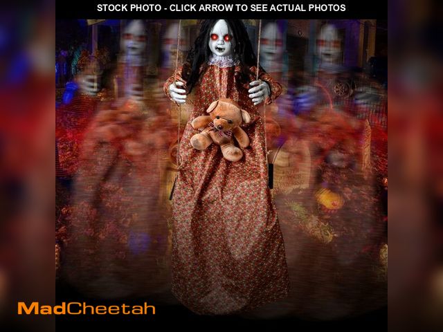 Lot 74-12708464 - 3.75 Ft Halloween Decorations Animatronics Hanging Swinging Girl with Creepy Sound/Light Up Eyes/Sca...