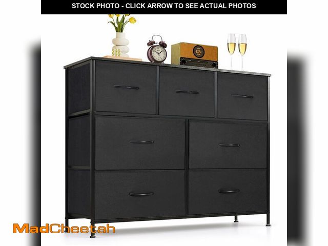 Lot 74-13803105 - 7-Drawer Dresser for Bedroom, Anti-Tip Wide Storage Organizer Fabric Chest of Drawers TV Stand for 4...