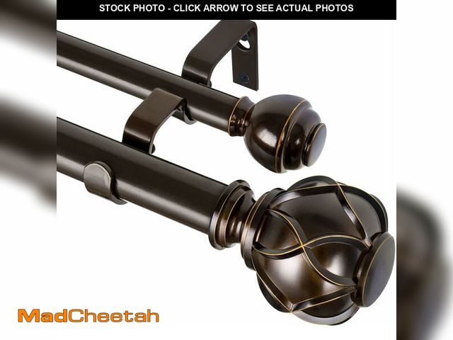 Lot 74-13709918 - KAMANINA 1 Inch Double Curtain Rods 72 to 144 Inches (6-12 Feet) Telescoping Heavy Duty Drapery Rod ...