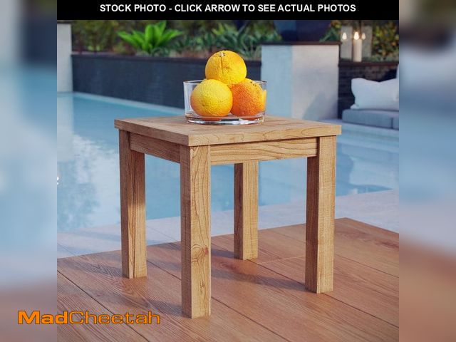 Lot 74-14439903 - Marina Teak Patio Outdoor Side Table in Natural - USED