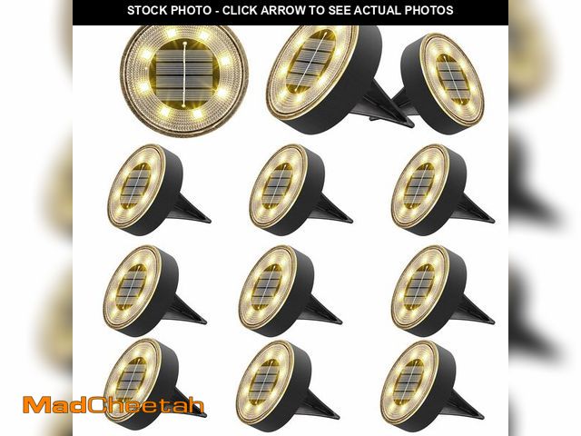 Lot 74-14381903 - Joomer Solar Ground Lights Outdoor Waterproof, 12 Pack 8 LED, Warm White - UNUSED