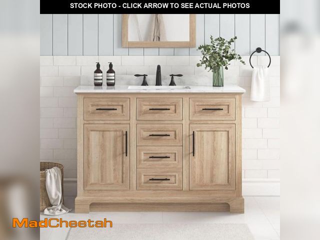 Lot 74-12411462 - Home Decorators Collection Doveton 48 in. Single Sink Freestanding Weathered Tan Bath Vanity with Wh...