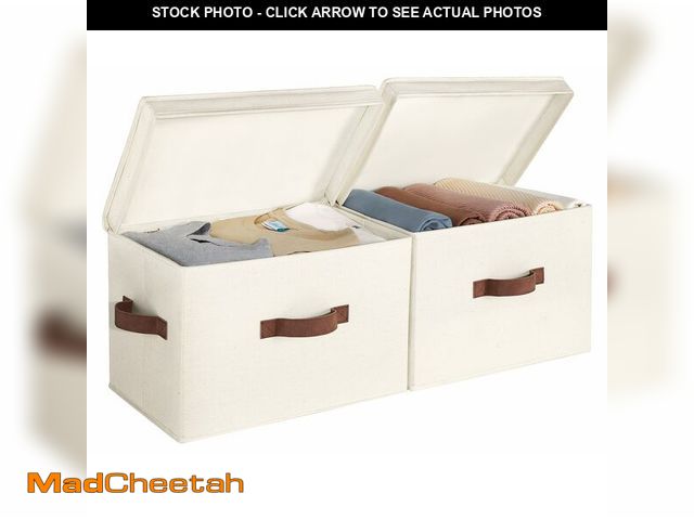 Lot 74-14053148 - StorageWorks Fabric Storage Bins with Lid, Decorative Storage Boxes for Shelves, Stackable Closet Or...