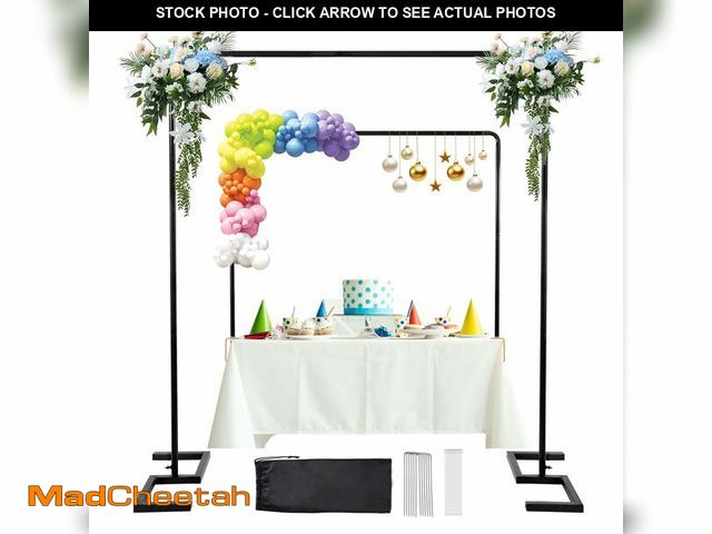 Lot 74-14422800 - 8.2FT x 8FT Square Backdrop Stand Heavy Duty Black Wedding Arch with Clamps - UNUSED