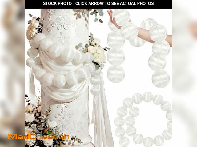 Lot 74-13714683 - FineCheer Wedding Pearl Ball Garland Ornament Beads Wedding Hanging Ball Garland Decor for Bridal Sh...