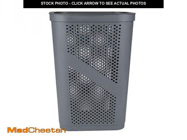 Lot 74-12137127 - Mind Reader Slim Laundry Hamper with Lid, 60L Clothes Basket, Ventilated Plastic, 17.25"L x 13.75"W ...