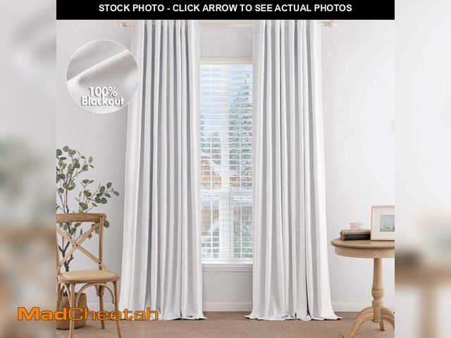 Lot 74-12329333 - MIULEE 100% Blackout Curtains 84 inches Long White Linen Curtains &amp; Drapes for Bedroom Back Tab ...