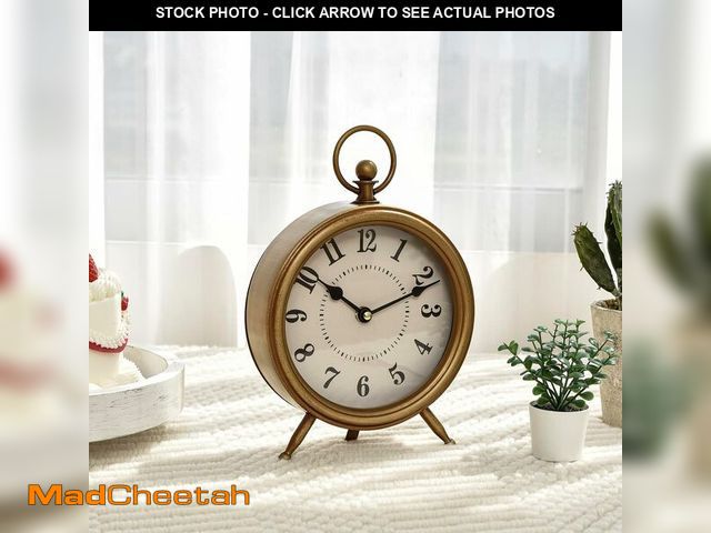 Lot 74-10823519 - EMAX HOME Vintage Table Clock on Stand, Decorative Desk and Shelf Clock Rustic Mantel Clock Non-Tick...