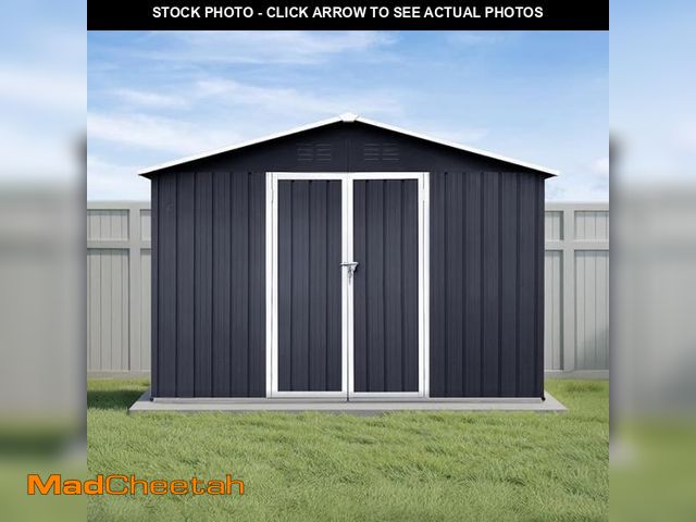 Lot 74-12157029 - 10x12 Ft Storage Shed Outdoor, XL Permanent Steel Building with Lockable Doors &amp; 4 Air Vents for...