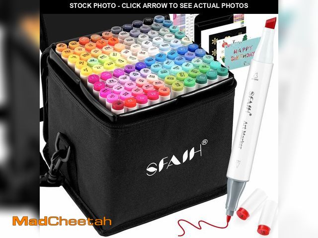 Lot 74-13548242 - SFAIH Alcohol Markers Fine &amp; Chisel - 101 Colors Dual Tip Coloring Markers for Adult Coloring Sk...