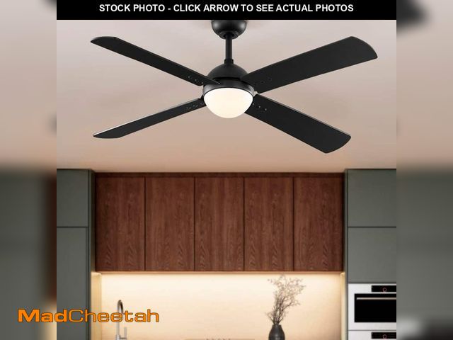 Lot 74-14222919 - Hampton Bay Katia 52 in. Indoor Matte Black Downrod Mount Ceiling Fan with Adjustable White Light LE...