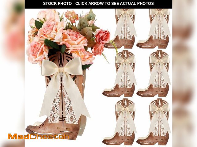 Lot 74-14206081 - Amyhill Western Cowgirl Boots Flower Boxes Centerpiece Boot Shape Wood Boxes Decor Western Theme Par...