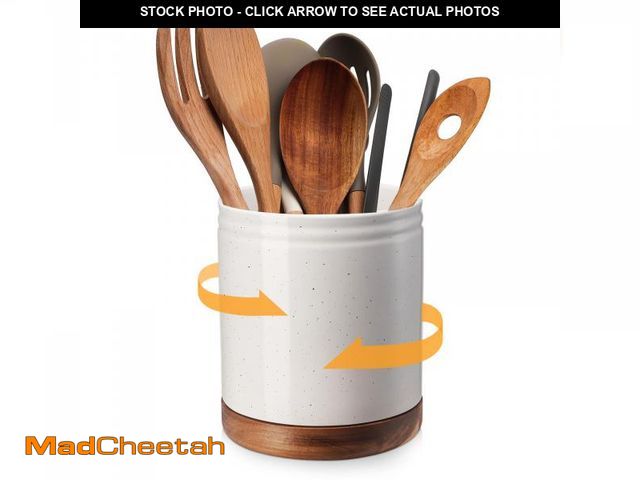 Lot 74-12435260 - DOWAN 7.6" 360ÃÂ° Rotating Utensil Holder, Kitchen Utensil Holder for Countertop,Large Ceramic Uten...
