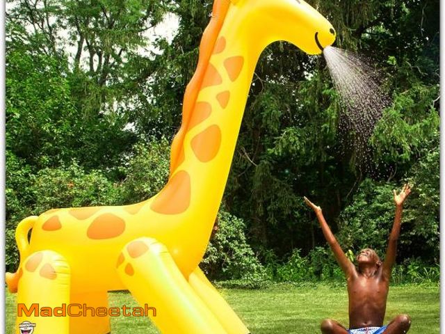 Lot 74-12136813 - BigMouth Inc. Giant Giraffe Inflatable Sprinkler for Kids, Backyard Water Toy with Simple Inflate/De...