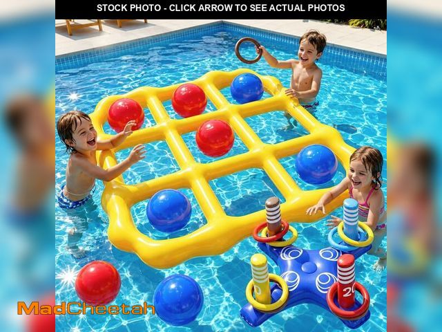 Lot 74-14382832 - Max Fun 2 Pack Inflatable Pool Games Set, Giant Floating Tic-Tac-Toe &amp; Cross Ring Toss, Fun Pool...