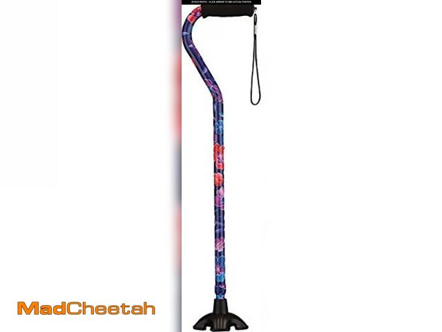 Lot 74-12396853 - NOVA Sugarcane, Walking Cane with Quad Tip and Carrying Strap, Stand Alone Cane, Maui Flowers Design...