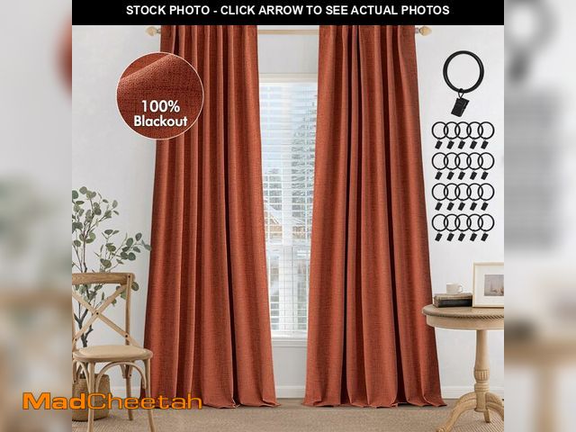 Lot 74-14383080 - MIULEE Terracotta 100% Blackout Curtains 84 inches Long, Linen Curtains for Bedroom Black Out Window...