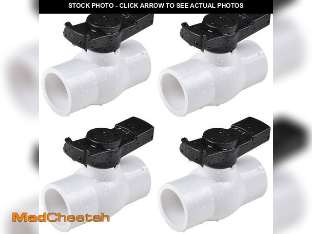 Lot 74-14204818 - (4 Pcs) 1-1/2" PVC Ball Valve, Shut-Off PVC Ball Valve Socket with Upgrade Easy-Turn Handle for SCH4...
