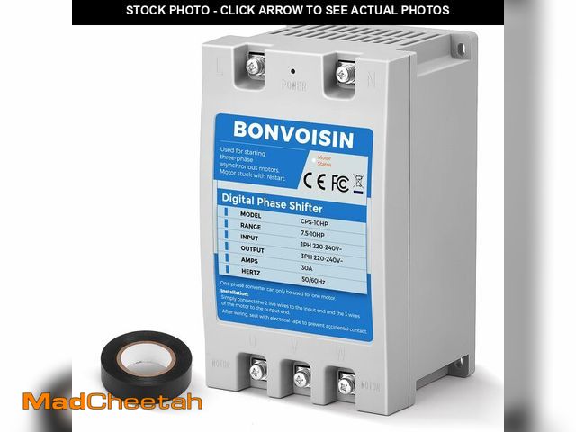 Lot 74-12839308 - Bonvoisin Single Phase to 3 Phase Converter 10HP(7.5kW) Digital Phase Shifter, 30A 220V-240V Input/O...