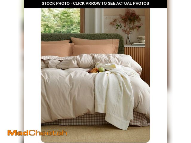 Lot 74-14378440 - Bedsure Duvet Cover King Size - 100% Washed Cotton, Linen-Like Minimalist Bedding - PureWoven Plain ...