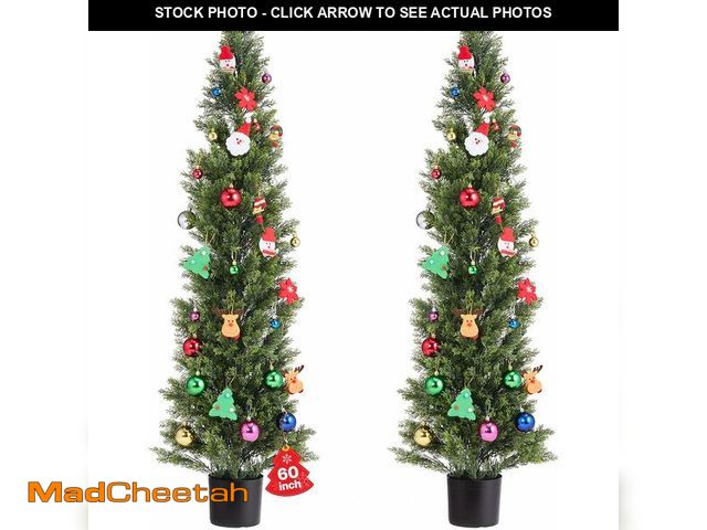 Lot 74-13071934 - VEVOR Artificial Cedar Topiary Trees, 60 inch 2 Set Faux Pine Shrubs Plants, Fake Silk Tree Look Rea...