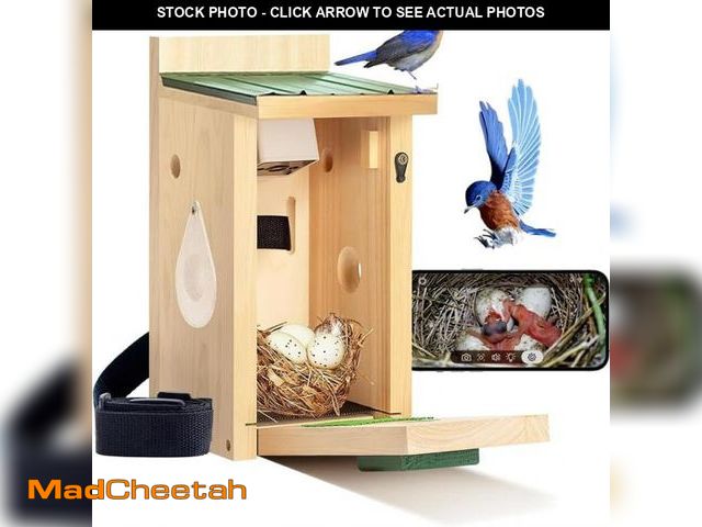 Lot 74-11547427 - Bluebird Bird House with Camera,Metal Roof,1080P Birdhouse for Outside with Night Vision, Birdhouse ...