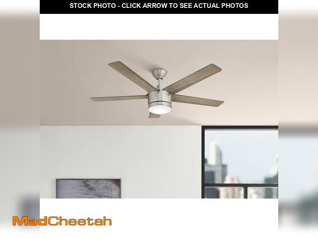 Lot 74-13226110 - Home Decorators Collection Merwry 52 in. Integrated LED Indoor Brushed Nickel Ceiling Fan with Light...
