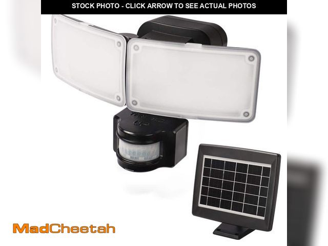 Lot 74-12804081 - Defiant 180ÃâÃÂ° Black Motion Sensor Solar Powered Outdoor 2-Head LED Security Flood Light 1000 ...