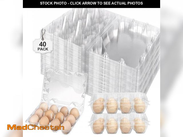 Lot 74-11555276 - Pintuson 40 Pack Jumbo Egg Cartons 12 Count - Duck Plastic Egg Cartons Cheap Bulk Large 1 Dozen -,Cl...