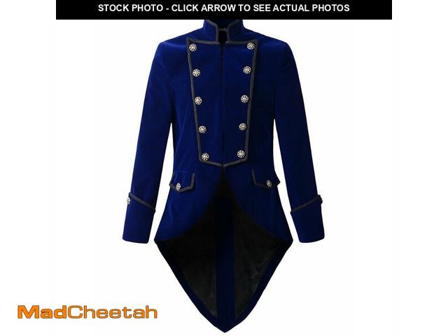 Lot 74-12710975 - DarcChic Mens Steampunk Tailcoat Jacket Velvet Gothic VTG Victorian (S, Blue) - USED