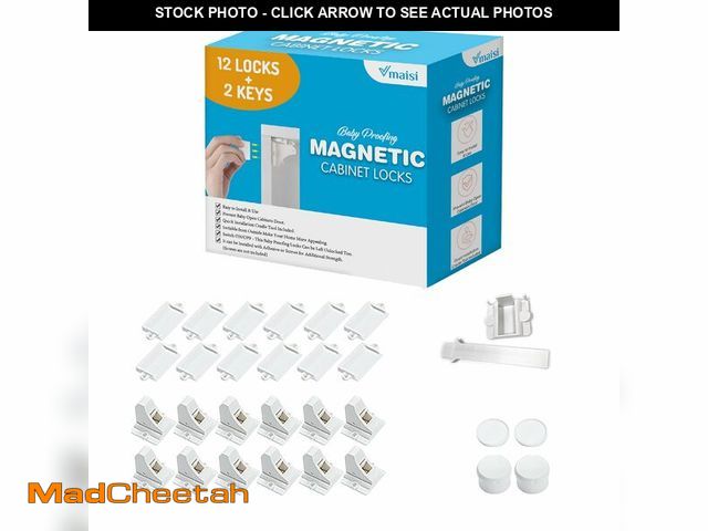 Lot 74-12979469 - Vmaisi Adhesive Magnetic Cabinet Locks (12 Locks and 2 Keys) - USED