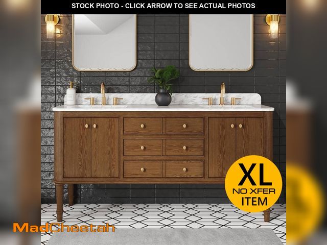 Lot 74-13511834 - Home Decorators Collection Collette 72 in. Double Sink Cinnamon Oak Bath Vanity with Carrara White M...
