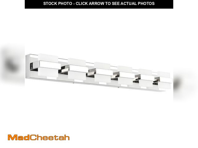 Lot 74-13067323 - (MISSING HARDWARE) SOLFART 6 Lights Chrome Bathroom Light Fixtures Modern LED Bathroom Light Vanity ...