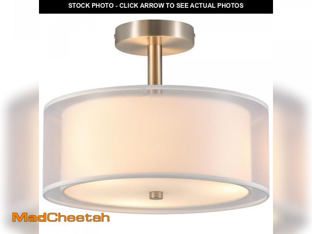 Lot 74-11558607 - VONLUCE Semi Flush Mount Ceiling Light, 13'' Ceiling Light Fixture with 2-Layer Fabric Shade, 3-Ligh...