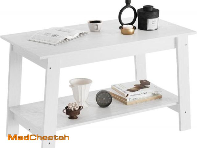 Lot 74-12367372 - Coffee Table, 31.49'' Small Living Room Tables, 2-Tier Rustic Coffee Table for Living Room, Modern F...