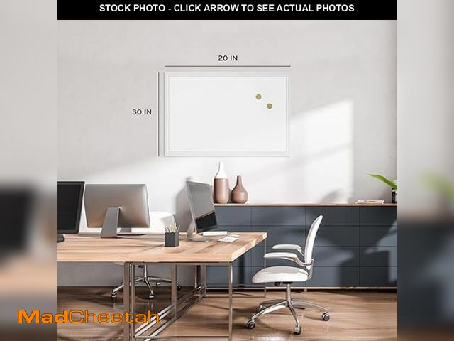 Lot 74-12367858 - U Brands Farmhouse Magnetic Dry Erase Board, 30"x20", White Wood Style Frame, Includes 2 Magnets - U...