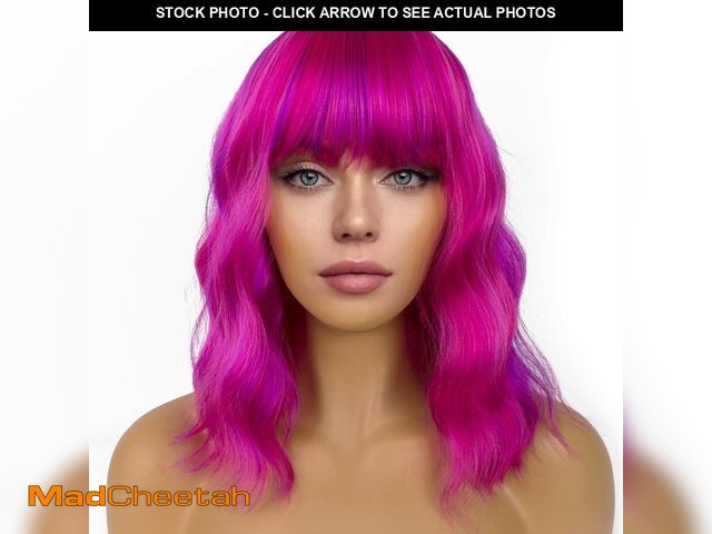 Lot 74-13545066 - LANCAINI Short Bob Wigs with Bangs for Women Loose Wavy Wig Curly Wavy Shoulder Length Bob Synthetic...