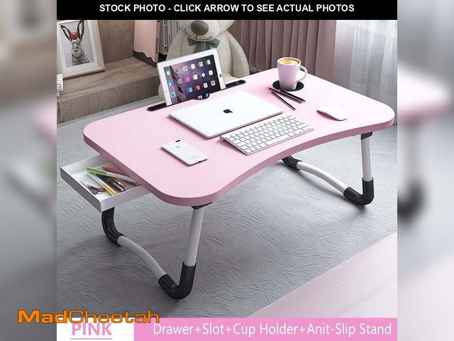 Lot 74-14586152 - PHANCIR Foldable Lap Desk, 23.6 Inch Portable Wood Laptop Desk Table Workspace Organizer Bed Tray wi...