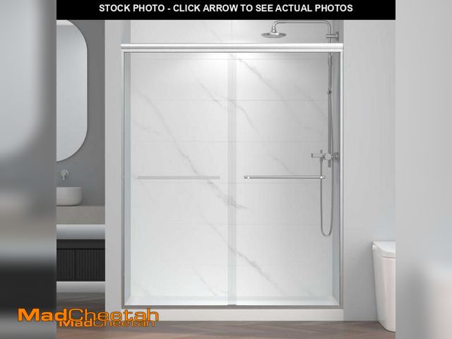 Lot 74-12008819 - ENSO SENKA 56-60" W x 72" H Semi-Frameless Bypass Sliding Shower Door, Easy-to-Clean Treated Clear T...