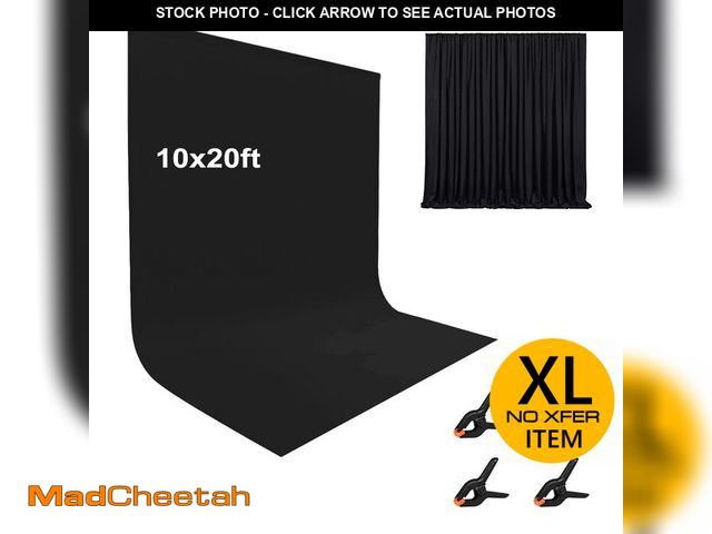 Lot 74-12786704 - 10X20ft Black Photo Backdrops for Photography, LCUIRC Two Rod Pocket Backdrops Curtain for Parties, ...
