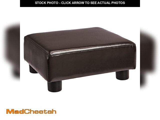 Lot 74-12828876 - FIRST HILL FHW Footrest Small Ottoman Stool PU Leather Modern Seat Chair Footstool, Brown - USED