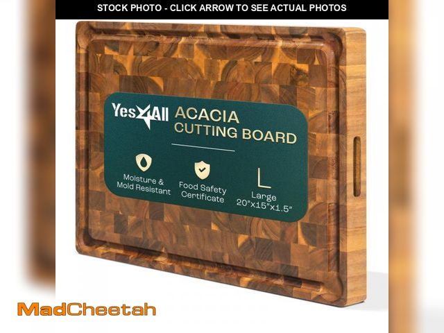 Lot 74-12521782 - Yes4All Durable Acacia Cutting Boards for Kitchen, [20''Lx15''Wx1.5Ã¢â¬Â Thick] Large End Grain Cu...