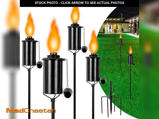 Lot 74-14300326 - Nonley 4 Pack Metal Torch for Outside [Upgraded], 16oz Metal Garden Torches Outdoor Citronella Torch...