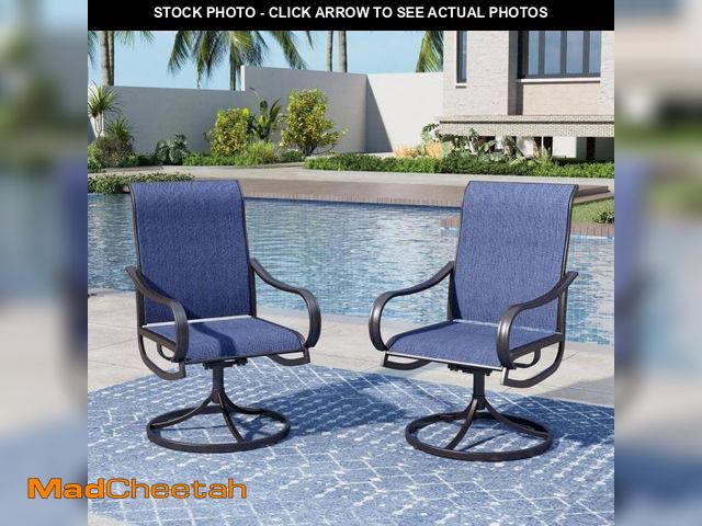 Lot 74-12104369 - PHI VILLA Black Swivel Text Ilene Metal Patio Outdoor Dining Chair (2-Pack) - UNUSED