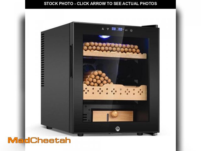 Lot 74-12518057 - Cigar Humidor, Cigar Humidor Cabinet for 200 Cigars with LED Light Control System Wine Chiller - UNU...