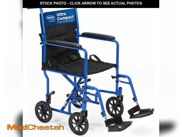 Lot 74-14305657 - Invacare Transport Wheelchair for Adults, Compact Lightweight Wheel Chair with Foldable Backrest, 19...