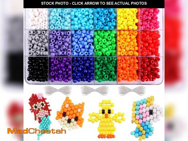 Lot 74-12218137 - MAKERSLAND 2600+pcs Pony Beads Kit 18 Color Rainbow Plastic Beads Multicolor Pony Beads Bulk with El...
