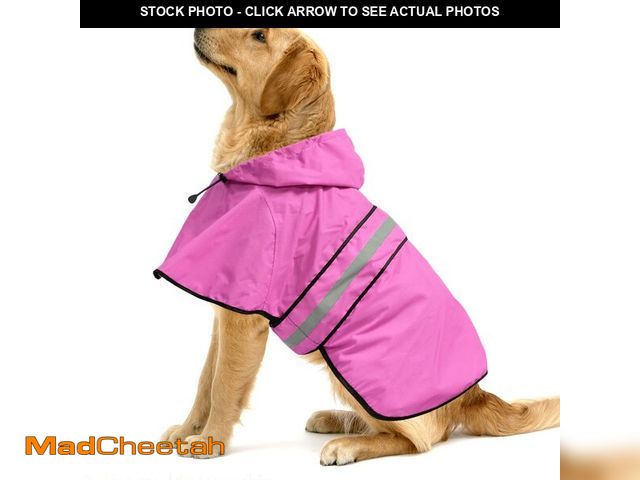 Lot 74-13624590 - Ezierfy Reflective Dog Rain Coat - Waterproof Adjustable Pet Rain Jacket, Lightweight Dog Hooded Pon...
